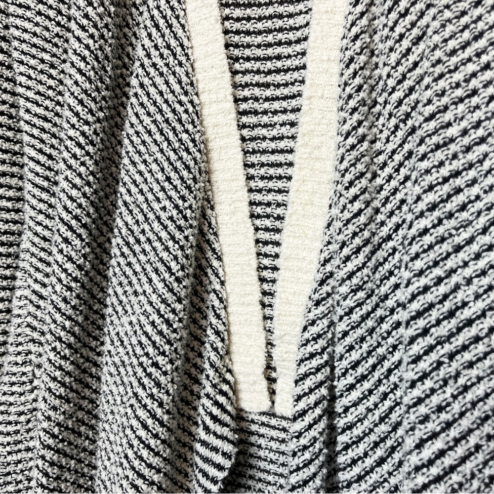 Eileen Fisher 100% Cotton Open Front Cardigan sweater black white waterfall - Picture 4 of 11